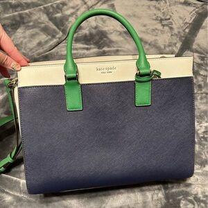 Kate Spade Cameron Navy and Green purse and wallet